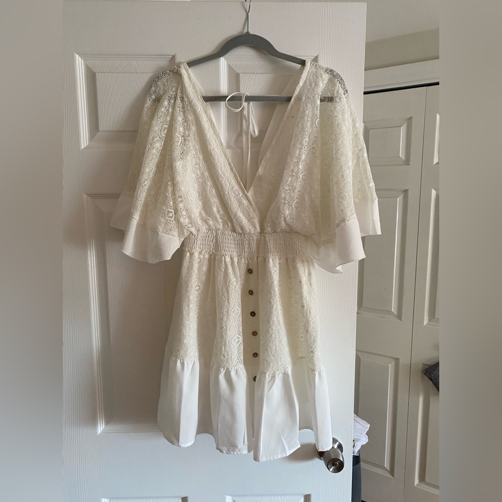White lace flowy dress